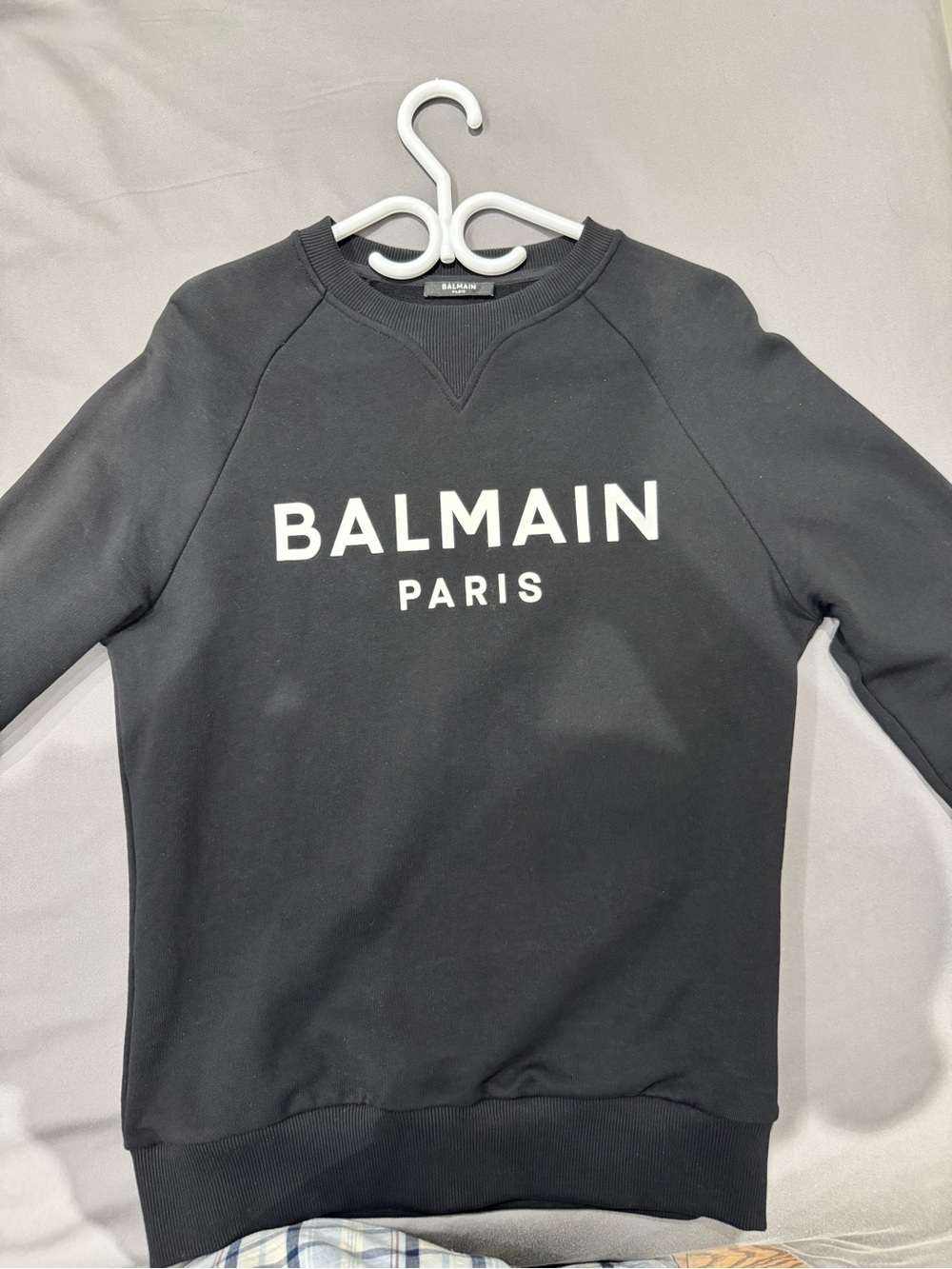 Balmain Black Crewneck Sweatshirt with White Logo